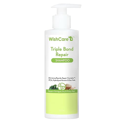 WishCare Triple Bond Repair Shampoo for Dry & Frizzy Hair - 5% AminoPeptide Complex & PCA - Repairs Damaged & Frizzy Hair 250ml