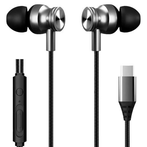 Kratos Thump Plus Type C Earphone, 13mm Bass Drivers, Inline Control, IPX5 Water Resistant, Comfort Fit C Type Earphones with Volume Control, Metallic