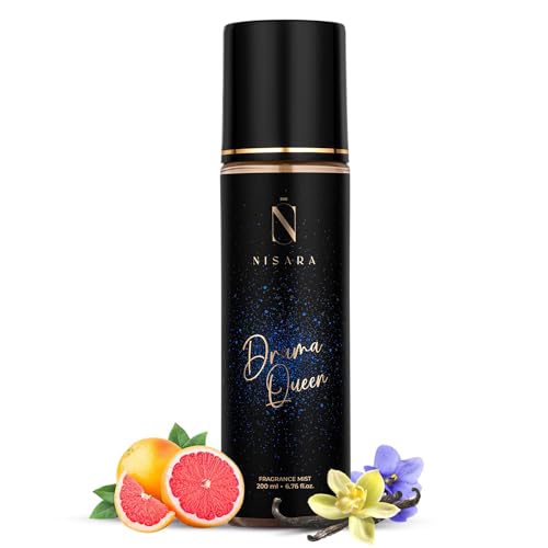 Nisara Drama Queen Body Mist For Women - 200 ml | Floral Fruity Fragrance Perfume | With Peach & Vanilla Notes | Long Lasting Spray