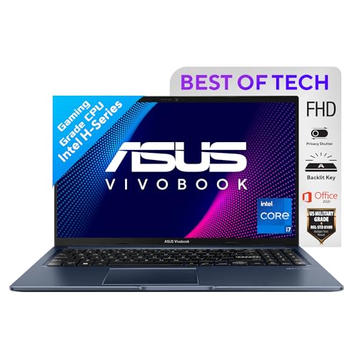 ASUS Vivobook 15, 15.6" (39.62cm) FHD, Intel Core i7-12700H 12th Gen, Thin and Light Laptop (16GB/512GB SSD/Intel Iris Xᵉ Graphics/Windows 11/Office 2021/Quiet Blue/1.7 Kg), X1502ZA-EJ744WS