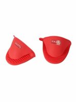 HAZEL Silicone Pinch Grip Mitts | Microwave Oven Heat Resistant Gripper Kitchen Pot Holder (Red)