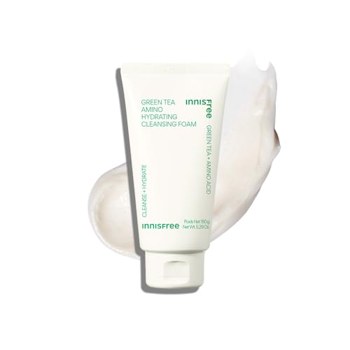 Innisfree Green Tea Hydrating Amino Acid Foam Cleanser 150grams for Daily Cleansing, All skin types, Korean Face Wash