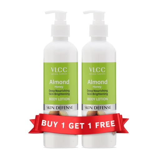 VLCC Almond Honey Deep Nourishing & Skin Brightening Body Lotion - 350ml + 350ml | Buy One Get One | Deep Nourishment, Glowing & Youthful Skin | With Almond Oil, Honey, Cocoa Butter & Aloe Vera.