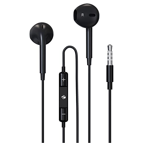 Zebronics Zeb-Buds 30 3.5mm Stereo Wired in Ear Earphone with Microphone for Calling, Volume Control, 14mm Drivers, Stylish eartip,1.2 Meter Durable Cable and Lightweight Design(Black)