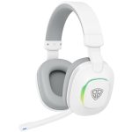 SpinBot Ranger HX300 Wireless Bluetooth Over The Ear Headphones with up to 50ms Low Latency and Flip Boom Mic | 7 Mode RGB Lights | Dedicated Game Mode | Up to 18 Hours of Battery Backup (White)