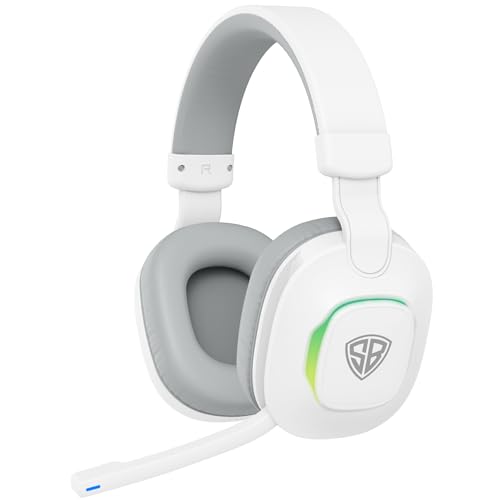 SpinBot Ranger HX300 Wireless Bluetooth Over The Ear Headphones with up to 50ms Low Latency and Flip Boom Mic | 7 Mode RGB Lights | Dedicated Game Mode | Up to 18 Hours of Battery Backup (White)