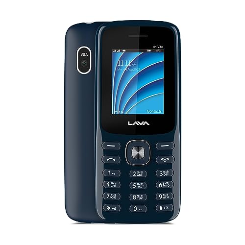 Lava A1 Vibe Keypad Mobile Phone with Vibration Alert | Smart AI Long-Lasting Battery | 1.8" Large Display | Military Grade Certified Body | Bluetooth Support | Number Talker | Blue Silver