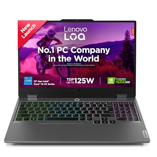 Lenovo LOQ 2024 Intel Core i5-13450HX 15.6" (39.6cm) 144Hz 300Nits FHD IPS Gaming Laptop (16GB/512GB SSD/Win 11/NVIDIA RTX 4050 6GB Graphics/MSO 21/1Yr ADP Free/3 Mon Game Pass/Grey/2.4Kg), 83DV007GIN