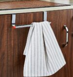 D.R Over Cabinet Door Kitchen Towel Holder, Stainless Steel Towel Holder, Cabinet Hanger, Towel Bar (Length : 23 cm) (Silver - Red, Pack of 2)