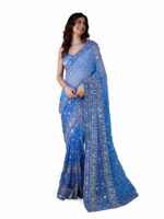 TRENDMALLS Women's Georgette Sequin Embroidery work Saree with Unstitch Blouse Piece (K963-LightBlue2)