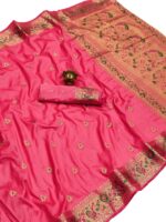 Pandadi Saree Women's Paithani Silk Saree With Unstitched Blouse