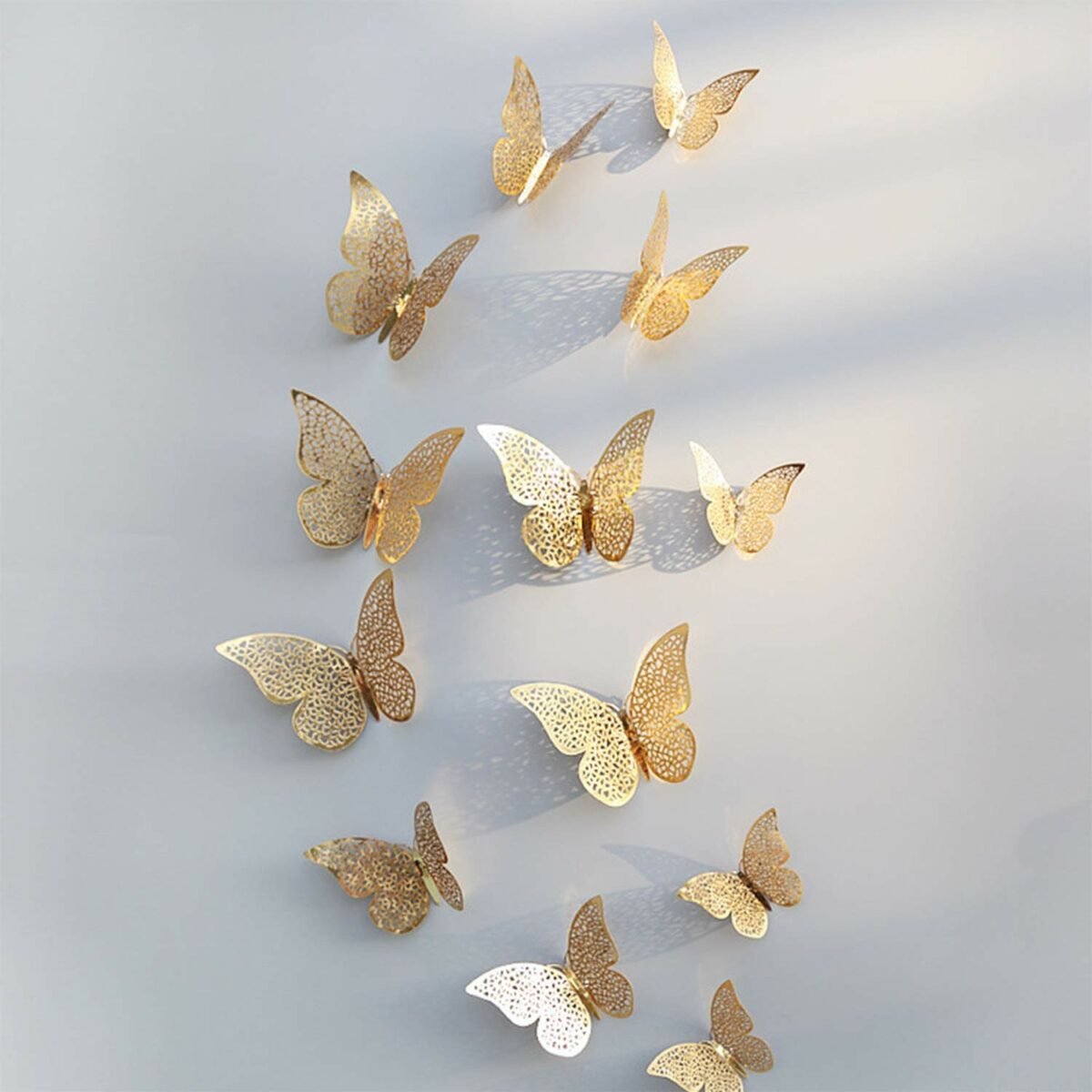 Xtore® 12pcs 3D Home Decor Butterfly with Sticking Pad (Shimmer Golden, Set of 12)