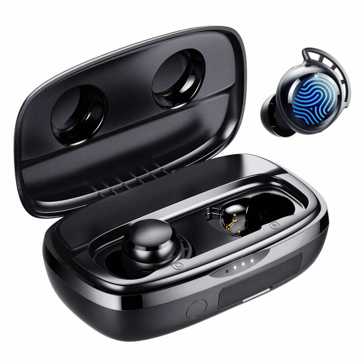 Tribit Wireless Earbuds, Bluetooth 5.3 Headphones in Ear with Microphone, Touch Control Earphones with Call Noise Reduction, Bluetooth Earbuds 110H Playtime, Deep Bass IPX8 Waterproof, Black (Black)