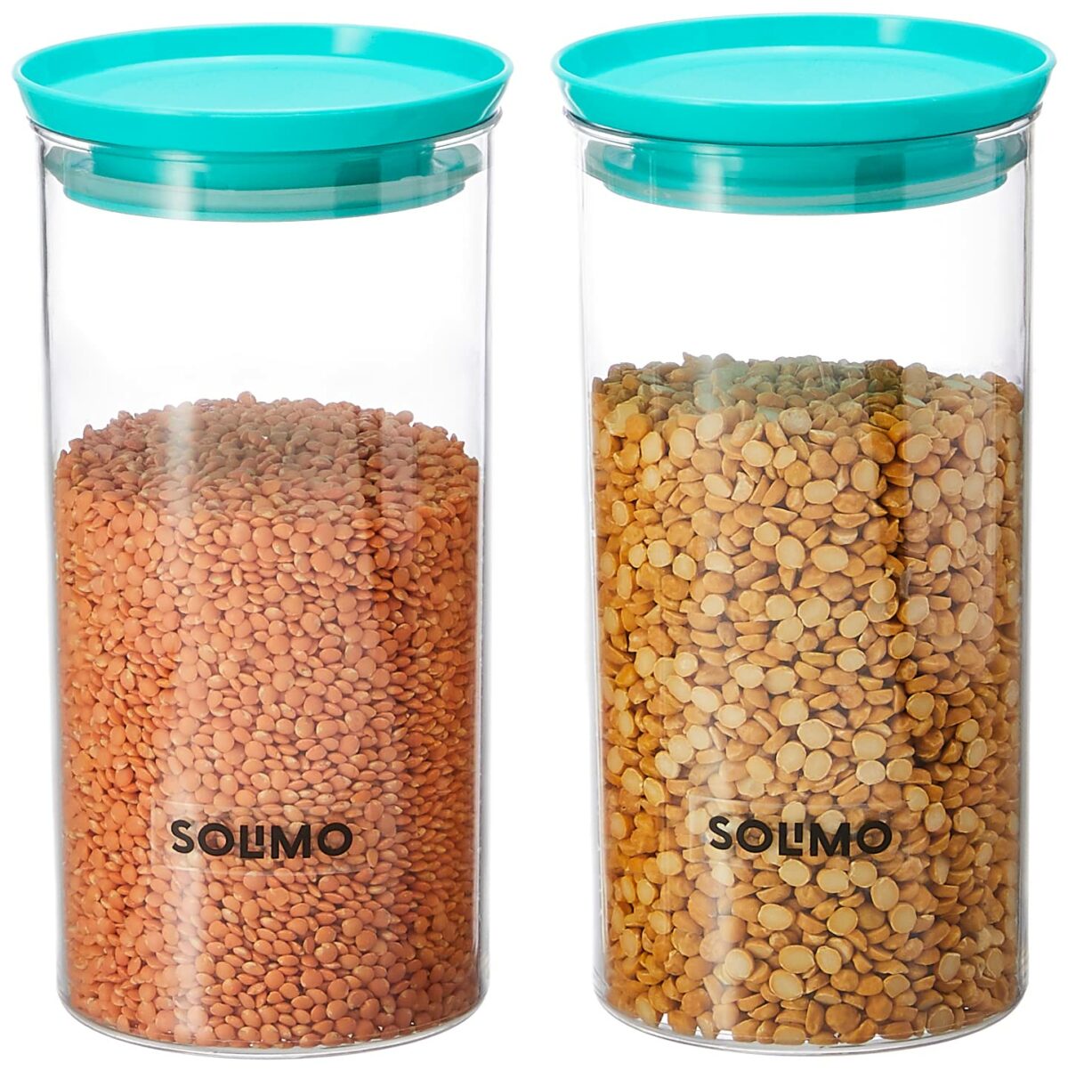 Amazon Brand - Solimo Plastic Storage Jar and Container Set I Air Tight & BPA Free Containers For Kitchen Storage Set I Grocery Kitchen Container Set I Multipurpose Jar, 1400 Ml Each, Set 2, Blue