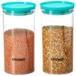 Amazon Brand - Solimo Plastic Storage Jar and Container Set I Air Tight & BPA Free Containers For Kitchen Storage Set I Grocery Kitchen Container Set I Multipurpose Jar, 1400 Ml Each, Set 2, Blue