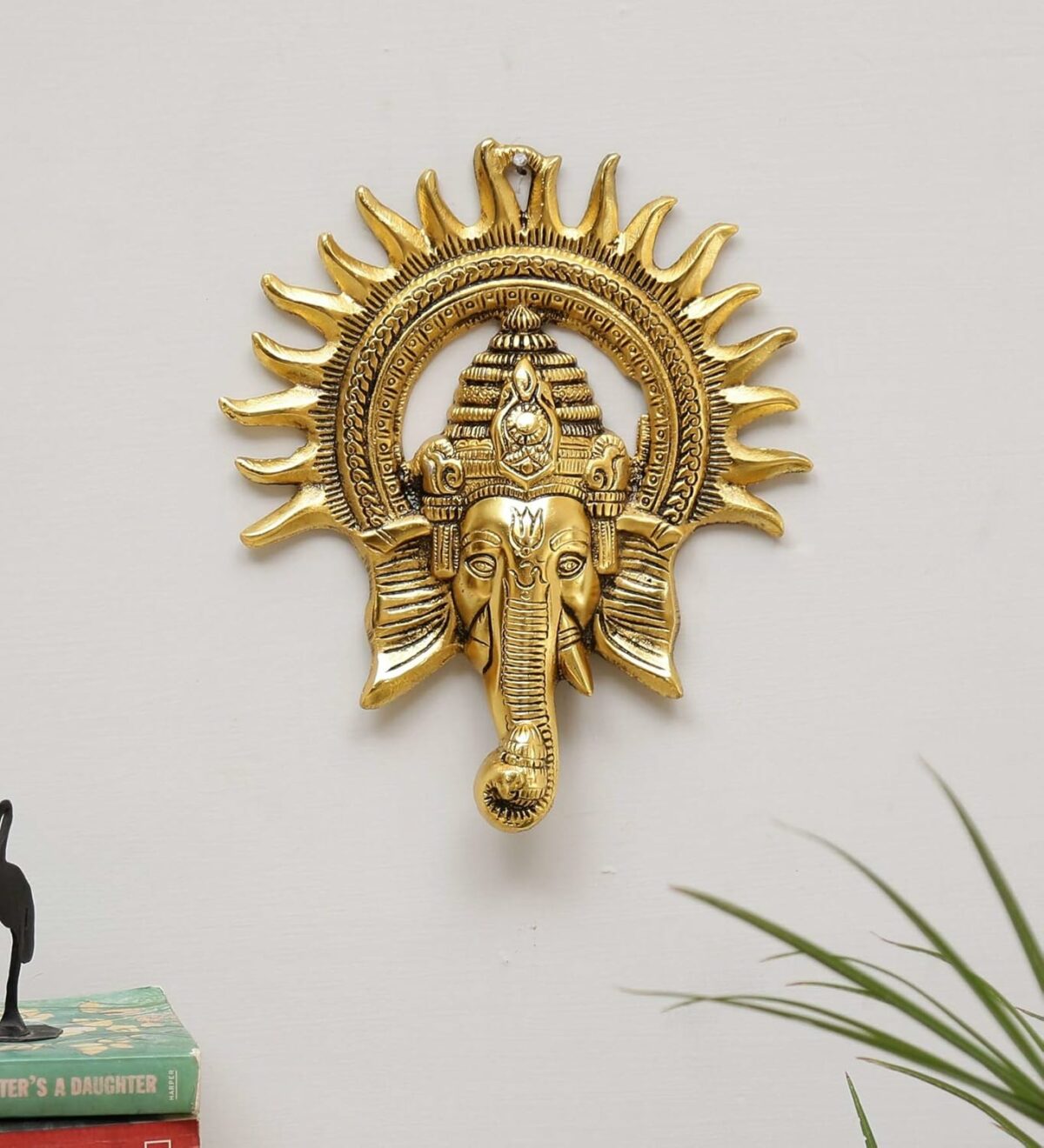 KridayKraft Metal Ganesha ji Statue,Ganpati Wall Hanging Sculpture Lord Ganesh Idol Lucky Feng Shui Wall Decor Your Home, Office,Religious Gift Article Decorative,Showpiece Figurines...