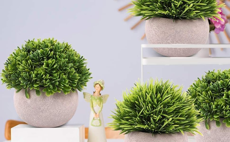 Green Artificial Plants For Desk Tabletop Home Office Living Room Decor