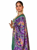 SAREE MALL Women's Ikat Patola Silk Saree With Unstitched Blouse Piece (MHRANI525_RW_Parent)