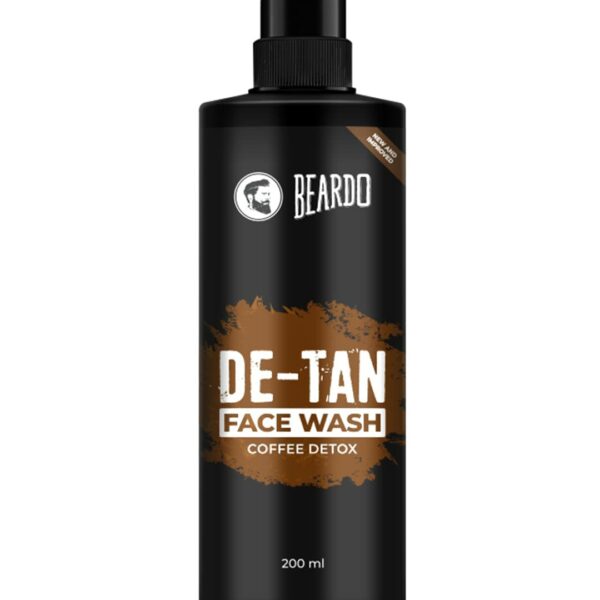 BEARDO DeTan Face Wash for Men, 200ml | Coffee Facewash, Aloe Vera, Vitamin E | Helps to Reduce Tan | Exfoliates & Hydrates for Smooth & Oil Free Skin