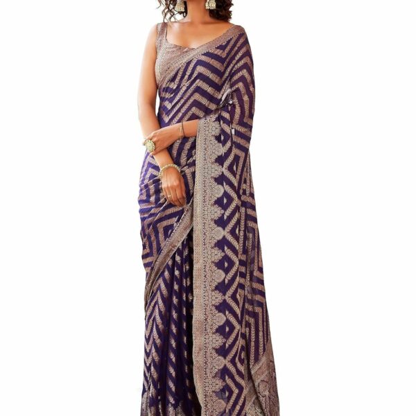 Womanista Women's Woven Design Art Silk Ready to Wear Saree (TI4127_Violet)