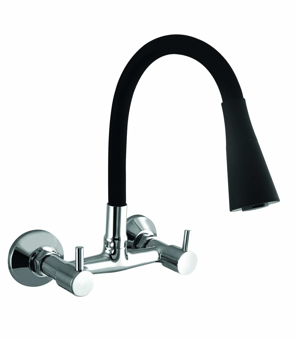 10x Brass Sink Mixer Tap For Kitchen Bl-9876 Flexible Neck Dual Flow Black Hot/Cold Facility, Chrome