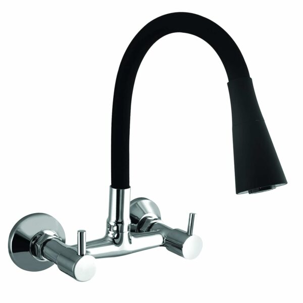 10x Brass Sink Mixer Tap For Kitchen Bl-9876 Flexible Neck Dual Flow Black Hot/Cold Facility, Chrome