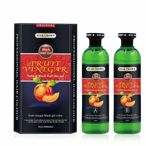 AFFLANO Fruit Vinegar Gel Hair Color, Organic & Natural Hair Color Dye for Black Hair (500ml x 2) - Black