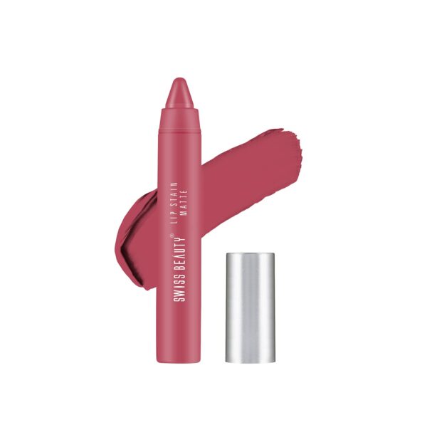 Swiss Beauty Stain Matte Lipstick | Long Lasting, Hydrating & Lightweight Lipstick | Peach N Cream, 3.4gm|