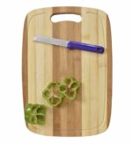 Yellow Weaves Natural Bamboo Wood Cutting Board/Chopping Board with Juice Groove for Kitchen (24x34 cm)