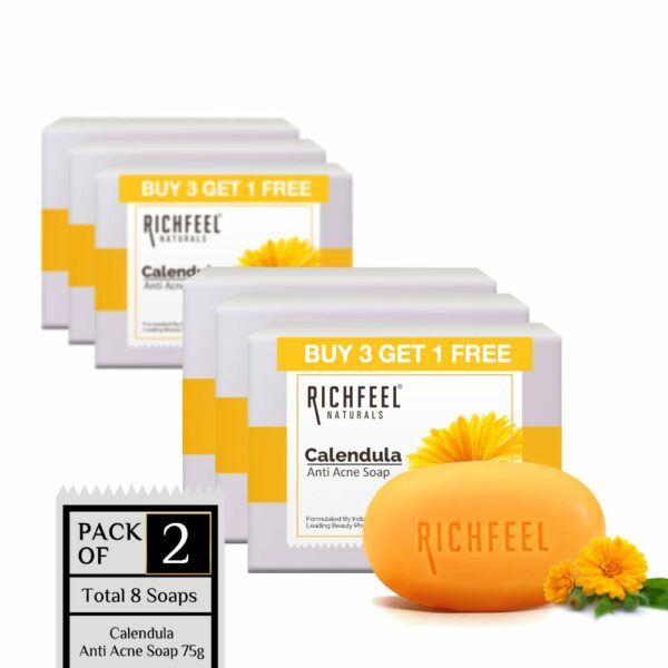 Richfeel Calendula Anti Acne Soap 75 g X 4 (B3G1) Pack of 2