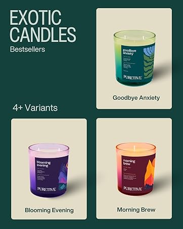 Puretive Exotic Candles, Goodbye Anxiety, Blooming Evenings, Morning Brew