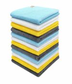 SOFTSPUN Microfiber Cleaning Cloths, 12pcs 30x30cms 220 GSM Multi-Colour! Highly Absorbent Lint and Streak Free Multi -Purpose Wash Cloth for Kitchen Window Stainless Steel Silverware.