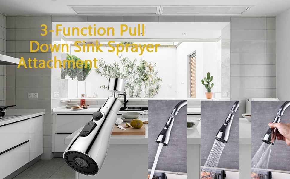 3 function pull sink sprayer attachment