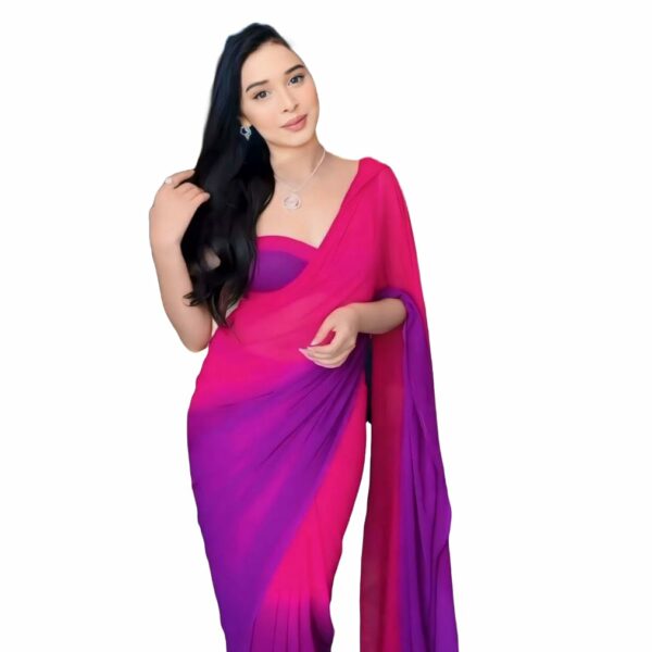 Avantika Fashion Women's Georgette Ready To Wear Saree With Unstitched Blouse Piece