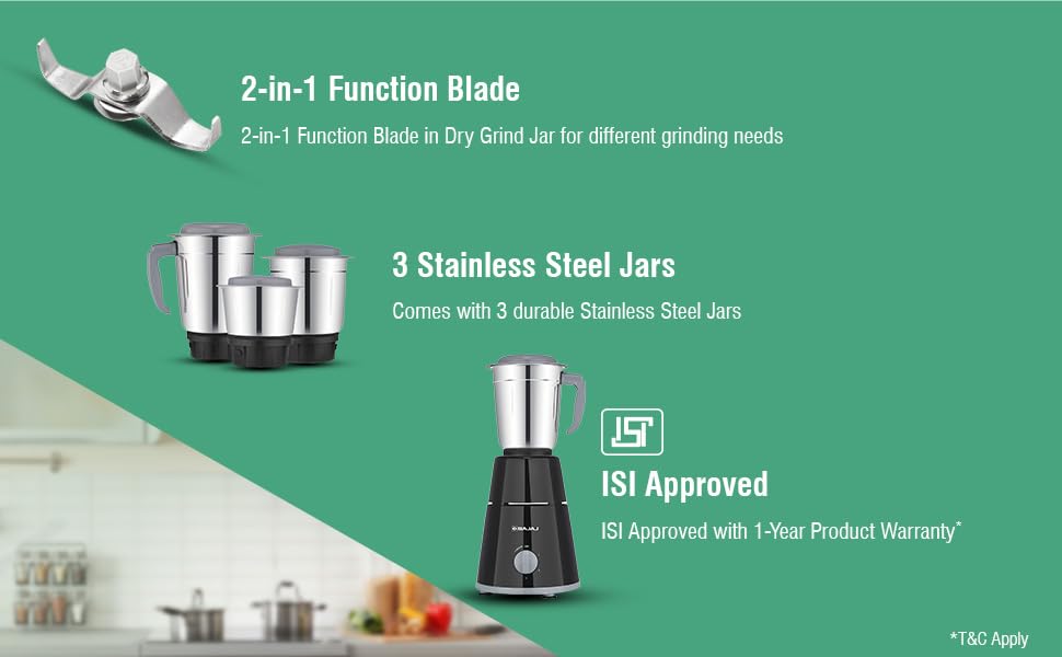 Bajaj GX 1 Mixer Grinder Black