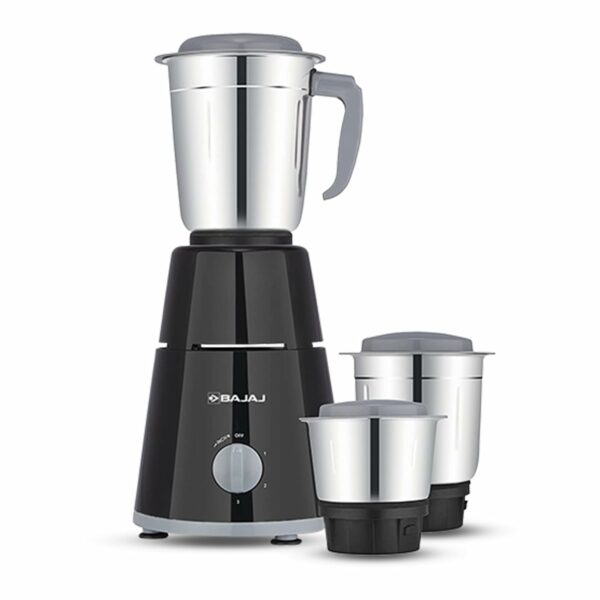 Bajaj GX-1 Mixer Grinder 500 W|Superior Mixie For Kitchen|2-in-1 for Dry Grinding| Blade Function With Titan Motor|3 Stainless Steel Mixer Jars|1 Year Product Warranty By Bajaj|Black