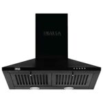 INALSA EKON 60BK 1050 m³/hr Pyramid Kitchen Chimney With Elegant Look|Push Button Control|Efficient Dual LED Lamps & Double Baffle Filter|5 Year Warranty on Motor (Black)