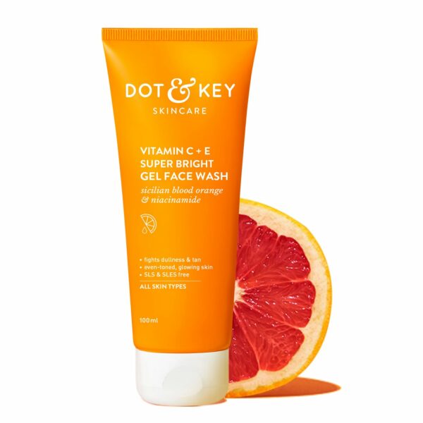 DOT & KEY Vitamin C + E Super Bright Gel Face Wash For Glowing And Brightening Skin | All Skin Types|With Triple Vitamin C| Face Wash For Women & Men|100 Ml