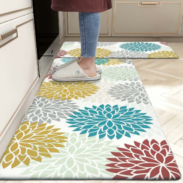 ishro home Premium Kitchen Mats for Floor | Kitchen Runner for Floor | 2 Pcs Set | Anti-Skid & Machine-Washable | (Breeze Multicolor)