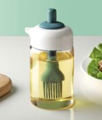 Xariya 230 ml Oil Dispenser with Brush, Oil Containers for Kitchen, Oil Bottle for Kitchen, Oil Bottle with Brush, Oil Can for Cooking, Baking, BBQ, Marinating (Pack of 1 - Multi Colour) Glass