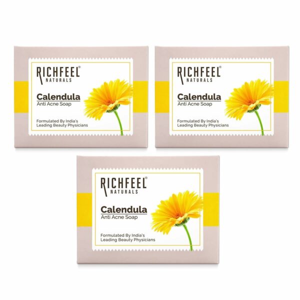 RICHFEEL 3 Xrichfeel Beautiful Naturally Anti- Acne Soap With Calendula Extract