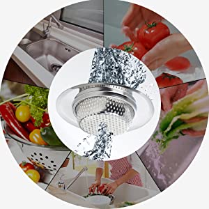  Kitchen Sink Strainer Heavy Duty Stainless Steel Strainer Kitchen Drain Basin Basket Filter Stopper