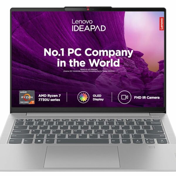 Lenovo Ideapad Slim 5 Ryzen 7 7730U 14" (35.5Cm) Wuxga OLED AMD Laptop (16Gb/1Tb Ssd/Win 11/Office 2021/Backlit Kb/Fhd Camera/Alexa/3 Month Game Pass/1Yr ADP Free/Arctic Grey/1.46Kg), 82Xe007Ein