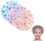 Retailio Waterproof Women Shower Cap Bath Shower Clear Hair Cover Bathing Elastic Free-Size Reusable for Homes, Spas, Salons, Beauty Parlors (Pack of 2)