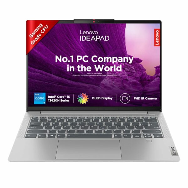 Lenovo IdeaPad Slim 5 13th Gen Intel Core i5 13420H 14" (35.5cm) WUXGA OLED 400Nits Laptop (16GB/512GB SSD/Win 11/MSO/Backlit KB/FHD + IR Camera/3 Month Game Pass/1Yr ADP Free/Grey/1.46Kg), 82XD005RIN