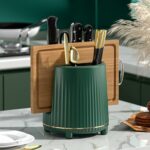 House of Quirk Kitchen Utensil Holder for Countertop Chopping Board Holder Utensil Organizer Cutlery Holder Utensil Caddy Utensil Crock Silverware Flatware Organizer (Green)