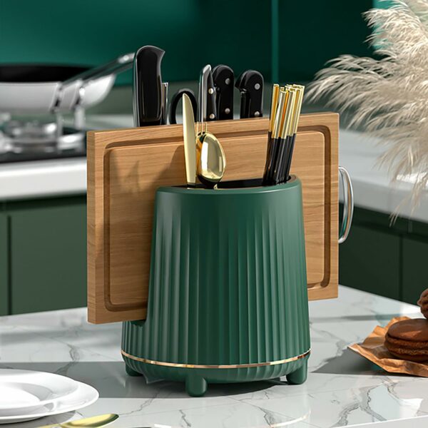 House of Quirk Kitchen Utensil Holder for Countertop Chopping Board Holder Utensil Organizer Cutlery Holder Utensil Caddy Utensil Crock Silverware Flatware Organizer (Green)