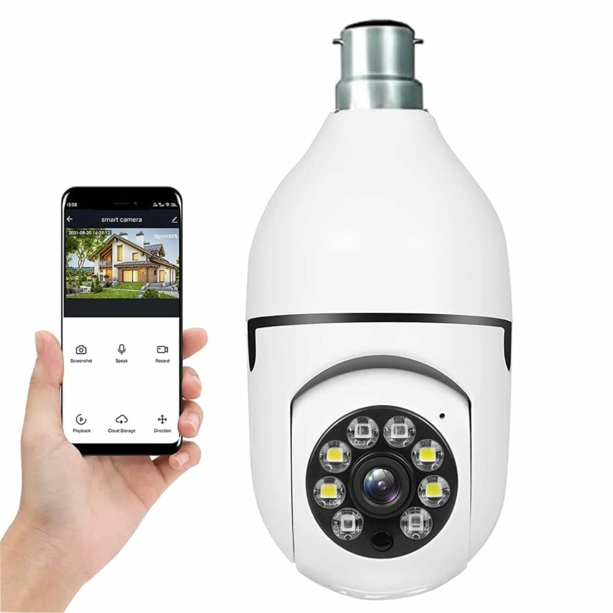 Eyetech 360 Light Bulb Wireless IP WiFi Camera, Bulb Camera 360 1080p WiFi Auto Rotation Fish Eye 360 Degree Panoramic Mini Lamp IR CCTV 1080p Home Security Light Wireless CCTV Camera