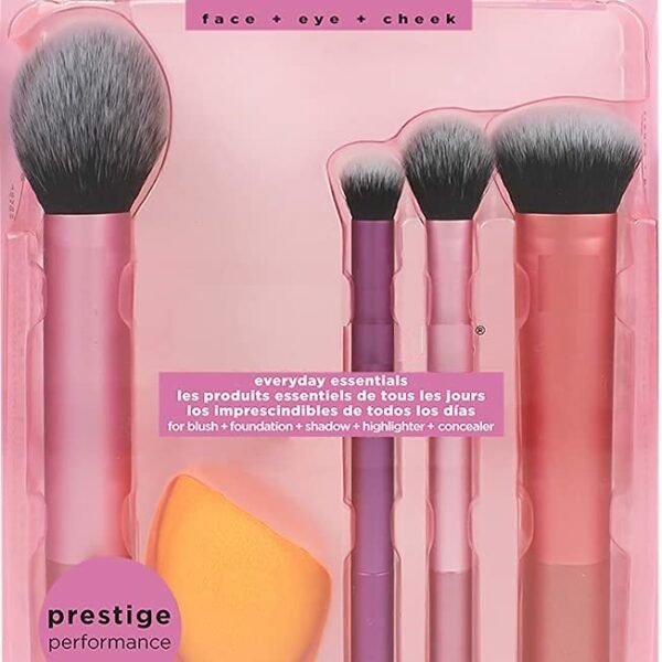 HUDA GIRL BEAUTY Professional Makeup Brush Set, Everyday Essentials Real Techniques Blush, Foundation, Shadow, Highlighter, Concealer with Sponge for Girls