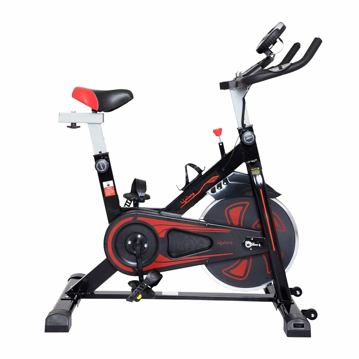 Lifelong LLF45 Fit Pro Spin Fitness Bike with 6Kg Flywheel, Adjustable Resistance, LCD Monitor and Heart Rate Sensor for Fitness at Home; Home Workouts (1 Year Warranty, Max Weight: 120 kg)